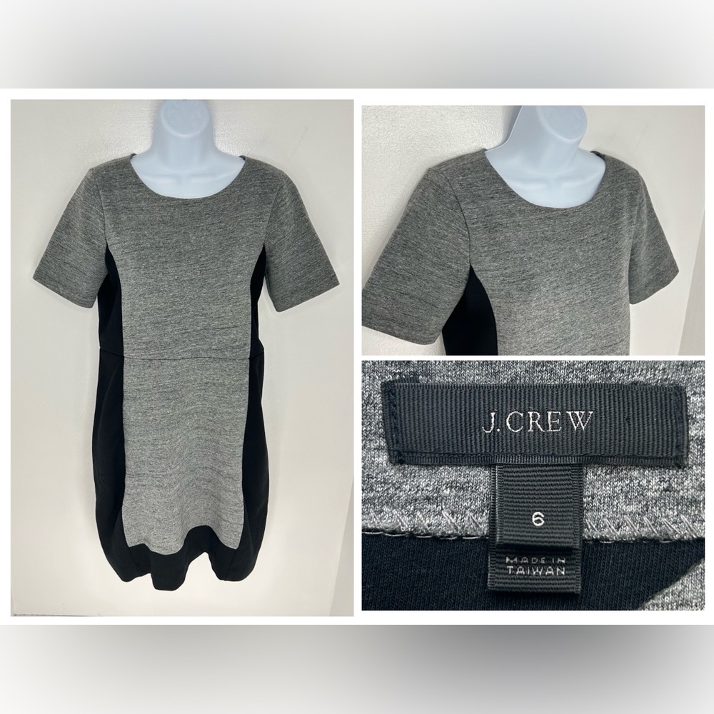 J. Crew Colorblock Sheath Dress Size 6 Black Grey Career Dark Academia